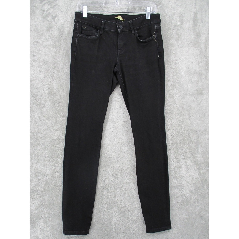 Tommy Bahama Jeans Women Size 2 Denim Skinny Stretch Jegging Pockets Black Zip